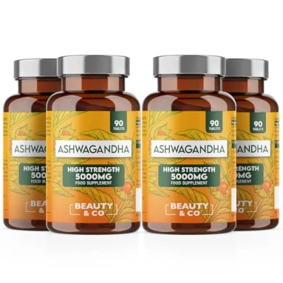Image of Ashwagandha 5000mg Tablets, High Strength Pure Ashwagandha, Vegan, Made in UK 4 x 90 (360).