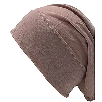 Image of KAV Women Under Headscarf Elastic Sweat Absorbent Cotton Inner Hijab Tube Bonnet Hair Wrap Cover Head Band Cap for Girls (Mink)