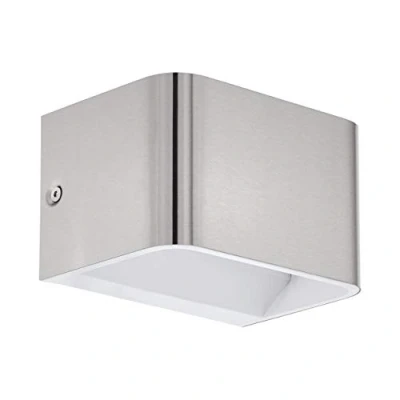 Image of Eglo LED wall lamp Sania 4, minimalist light fixture, spotlight made of aluminium in nickel mat, hallway lighting, white, L 13 cm