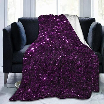 Image of COMRTL Flannel Fleece Throw Blanket Bed Sparkling Purple Glitter Micro Warm Soft Lightweight Cozy Microfiber for Couch Sofa All Seasons