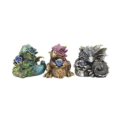 Image of Nemesis Now Dragon&#039;s Gift Set of 3 7cm Figurine, Resin, Multi Coloured, One Size