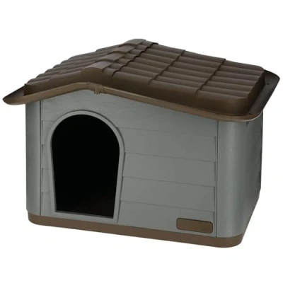 Image of Kerbl Paola Eco 81341 Cat House, Mediterranean Look, Recycled Plastic, Grey Green/Brown, 60 x 51 41 cm