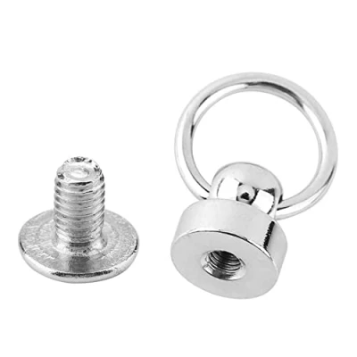 Image of Walfront 10 Sets Rivet Stud with Ring, Silver Brass Round Head Screwback Button Studs Screw Kit for Art and Leather Crafts DIY