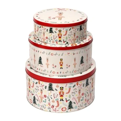 Image of Dexam Nutcracker Set of 3 Round Cake Tins, White