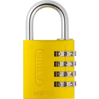 Image of ABUS combination lock 145/40 yellow Luggage lock, locker and much more. Aluminium padlock individually adjustable numerical code security level 4
