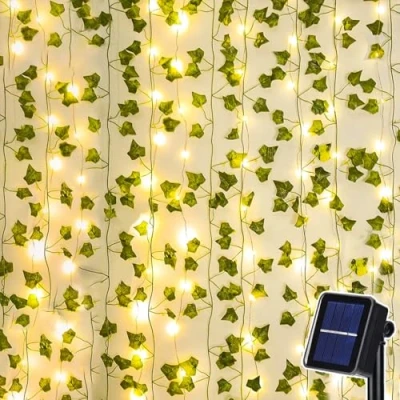 Image of Dekofun Solar Fairy Lights Outdoor 10 m / 32 ft 100 LED Ivy 8 Modes Balcony Decoration Weatherproof for Aesthetic Room Decor, Lighting Patios Wall Garden