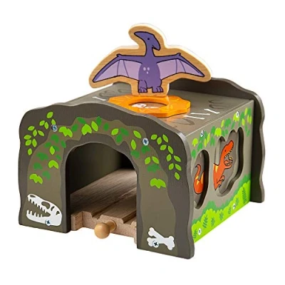 Image of Bigjigs Rail T Rex Dinosaur Train Tunnel Wooden Track Accessories for Sets, Compatible with other Kids Sets