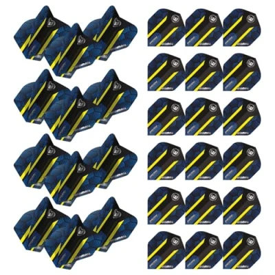 Image of WINMAU Prism Alpha Hexagon Design Extra Thick dart flights 10 sets per pack (30 in total) (Blue &amp; Yellow)