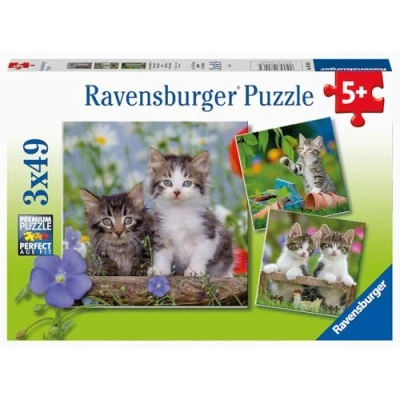 Image of Ravensburger 080465 Pack of 3 Tiger Kitten Puzzles 49 Pieces