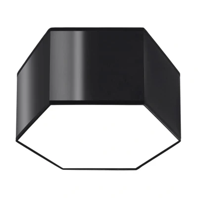Image of Sunde Decorative Flush Ceiling Light, Black, 15.5cm