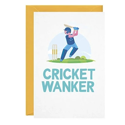 Image of Cricket Wanker Birthday Card Funny Rude Profanity Husband Wife Boyfriend Girlfriend Son Daughter Friend Greeting Cards For Him Her Joke LOL
