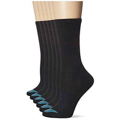 Image of Hanes Women&#039;s Ultimate Lightweight Vent Crew Sock 6 Pack Casual, Black, Shoe Size: 8 12 (Pack of 6)