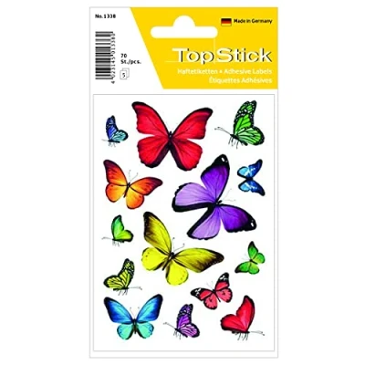 Image of TopStick 1338 Stickers for Kids with Butterfly Motifs, 14 Labels Per Sheet, 700 Labels, Children Gifts, Scrapbooking, Decoration, Rewards