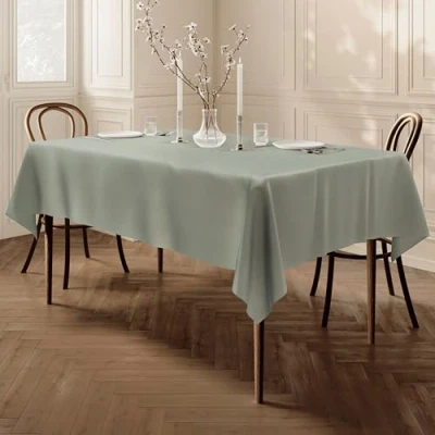 Image of Home Direct Large Rectangular Fabric Tablecloth 140x200cm 55&quot;x78&quot; Sage Green