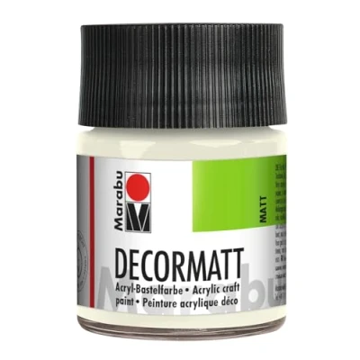 Image of Marabu Decormatt 14010005070 Acrylic Paint White 070, 50 ml, Velvety Matt, Water Based Paint, Creamy and Intense Colour, Saliva Resistant, Weatherproof, for Painting Stencilling