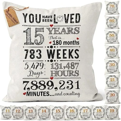 Image of Kies CROWNLY CRYSTAL®(Double Sided) 15th birthday Gifts for Girls And Boys Cushion Covers 18x18 Inches Decorations Party 15 Year Olds Girl Boy Gift İdea