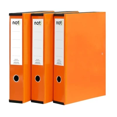 Image of Box File Laminated Foolscap, Lockspring, Ring Pull &amp; Catch, 75mm Spine, Orange (Box of 3)