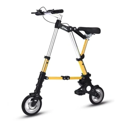Image of City Bike, Quick Folding System Bicycle 10.4 Inch Aluminium Wheels,Ultralight Portable Mini Bike for Adults,Men and Women golden