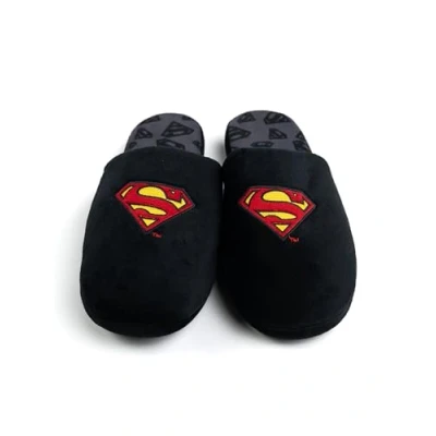 Image of DC Comics Superman Slippers for Men and Women Unisex black, 9/9.5 UK