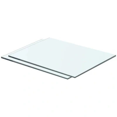 Image of vidaXL Clear Glass Panel, Strong Tempered Glass, 2 pcs, Wall Mounted, Modern Design, Easy Cleaning, High Load Capacity, Ideal for Home and Office 40x25 cm