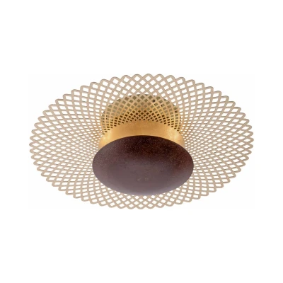 Image of Nevis Decorative Flush Ceiling Light Rusty Coloured 1x 18W LED 3000K Dimmable