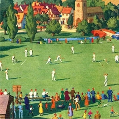 Image of Stunning Artistic Male Blank Greeting Card From the Classics Range Cricket on Village Green For Him Suitable Birthdays, Anniversaries and Other Occasions (MG 347592KZH)