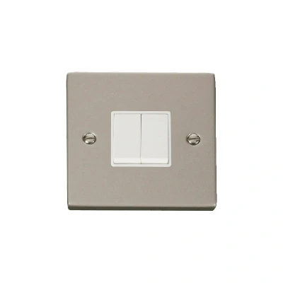 Image of Click Deco 2 Gang Way 10AX Switch Pearl Nickel White Inserts
