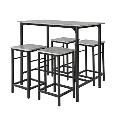 Image of SoBuy OGT11 HG, Bar Set 1 Table and 4 Stools, 5 Pieces Home Kitchen Breakfast Furniture Dining