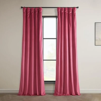 Image of HPD Half Price Drapes Heritage Plush Velvet Curtains 96 Inches Long Room Darkening for Bedroom &amp; Living 50W x 96L, (1 Panel), Dark Pink