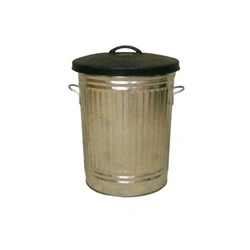 Image of Galvanised 90 Litre Dustbin With Rubber Lid