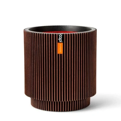 Image of CAPI EUROPE Vase cylinder Groove NL 41x43 Copper Opening Ø36 Pot for indoor and outdoor use Shatterproof 100% recyclable KGVCO883