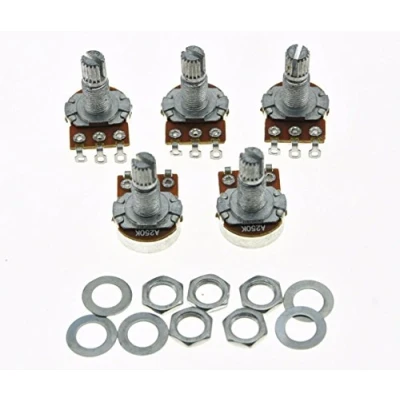 Image of Dopro 5x Audio A250K Electric Guitar 16mm Base Mini Pots w/Long Split Shaft 250K Potentiometers