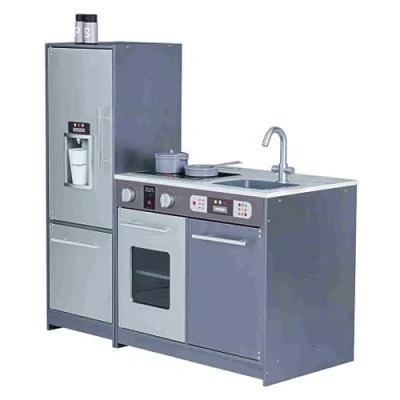 Image of Teamson Kids Milano Wooden Play Kitchen &amp; 10 Accessories Grey TD 13397B
