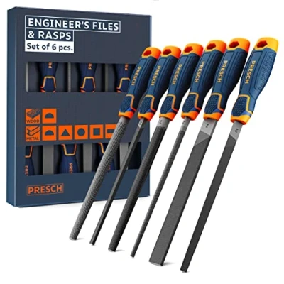 Image of Presch File Set Metal and Wood 6 pcs. Professional incl. Half Round rasp, Flat Stump File, Triangular Square