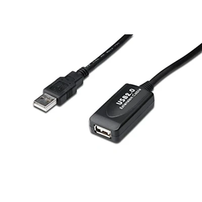 Image of DIGITUS Active USB 2.0 extension cable Repeater A male to female 20 m 480 Mbit/s Plug &amp; Play Power supply via Black
