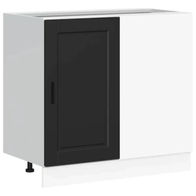 Image of vidaXL Porto Kitchen Base Cabinet Black Engineered Wood, Ample Storage, Adjustable Feet, Modern Design, 86x46x81.5 cm