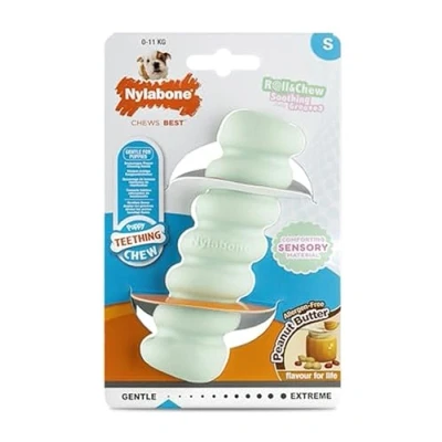 Image of Nylabone Sensory Material Puppy Teething Stick Chew Toy, Peanut Butter Flavour, Small/Regular for Puppies up to 11kg