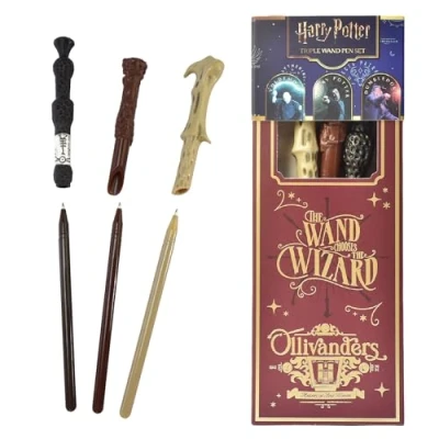 Image of Harry Potter Wand Pen Set of 3, Stationery Supplies for Writing, Gifts and Merchandise