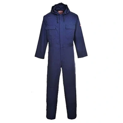 Image of Portwest Bizweld Hooded Coverall Navy Large