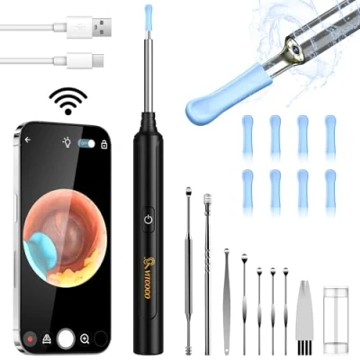 Image of VITCOCO Ear Wax Removal Kit Camera 1296P High Definition Earwax Cleaner Portable USB Charging Visible 6 LED Otoscope for iPhone, Ipad, Android