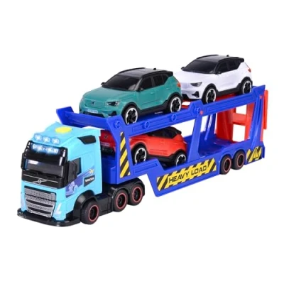 Image of Dickie Toys 40 cm Volvo Truck Transporter Trailer FH16 with Includes 3 Cars XC40 Recharge, Light and Sound Effects, Toy for Children from Years