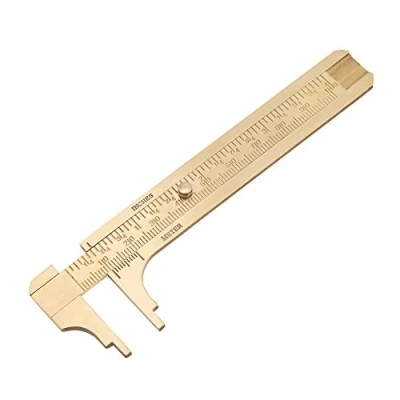 Image of Brass Vernier Caliper, Double Scales Caliper Measuring Gauge mm/inch Mini Ruler for Jewellery Measurement(Double Scale 100mm)