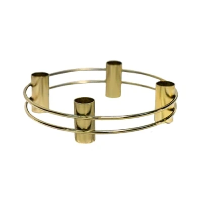 Image of Ivyline Avery Candle Holder in Gold with Double Ring Design Elegant Candlestick Table Centrepiece Decoration H5 x D20 cm