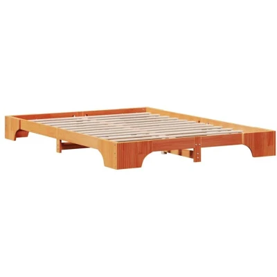 Image of vidaXL Bed Frame Wax brown Solid Pine wood 160 x 200 cm Durable