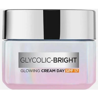 Image of L&#039;Oreal Paris Glycolic Bright Day Cream with SPF 17, 50ml Skin Brightening Acid that Visbily Minimizes Spots &amp; Reveals Even Toned