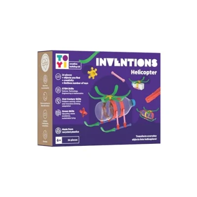 Image of Toyi Inventions Helicopter Building Kit 26 pcs DIY Aircraft Set, Make Your Own Helicopters &amp; Aircrafts, Creative Construction Tool Kit, Children’s Arts Crafts, Art Gifts For Kids, Age 6 Years +