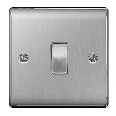 Image of Pack of 5 BG Nexus Metal 10A Single Intermediate Light Switch,Brushed Steel Finish