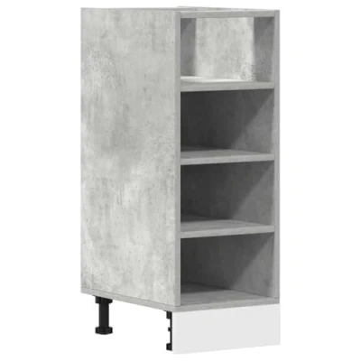 Image of vidaXL Engineered Wood Kitchen Bottom Cabinet Concrete Grey, Modern Storage Cupboard, Adjustable Feet, 30x44.5x81.5 cm