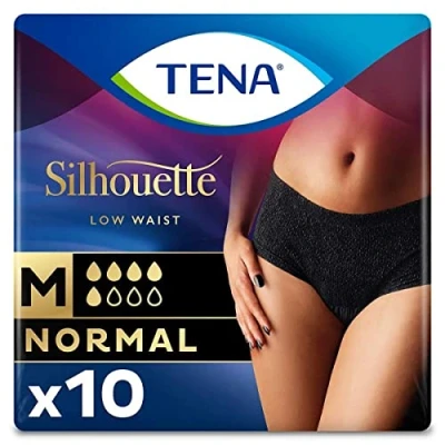 Image of Tena Silhouette Normal Noir Pads, Pack of 10