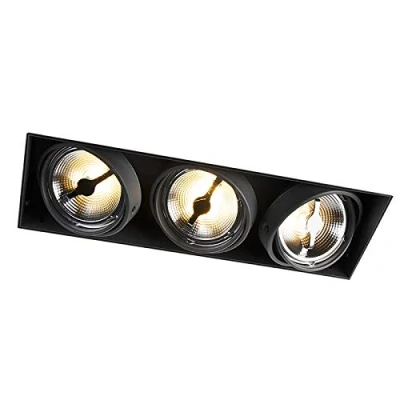 Image of Qazqa Recessed Spotlight I Downlight Black G53 AR111 Trimless Oneon 111 3 Design Suitable for LED Way Light Steel Living Room Kitchen Bedroom